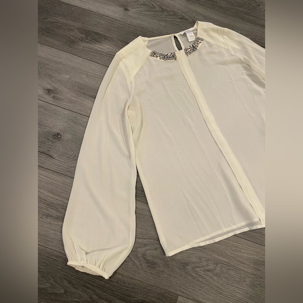 White blouse with jeweled collar